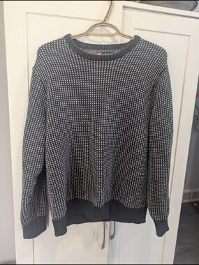 Ralph Lauren Navy and White Textured Crewneck Sweater